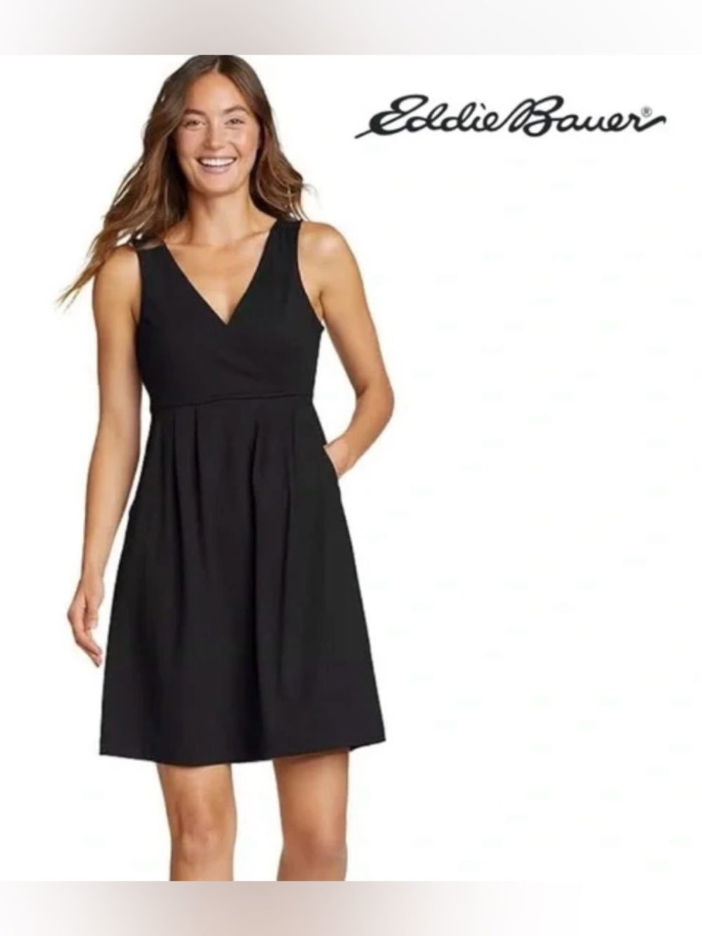 NWT Eddie Bauer Classic Black Midi Dress - Picture 6 of 6